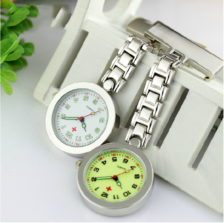 Metal nurse watch - luminous dials and index NS2108